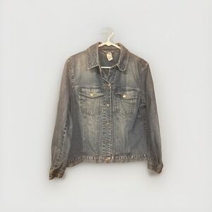 Vintage‎ Stonebridge Women's M 100% Cotton Blue Denim Jean Jacket Made in India